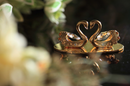 天鵝湖之戀 採用Swarovski元素 (金色) Crystal Swans in Love with Heart Shape Figurine (Gold) - Couple'S HK | 你的愛情保鮮平台
